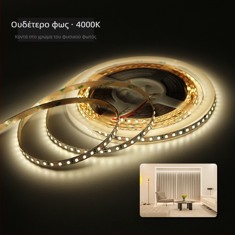 12V LED λωρίδα υψηλής φωτεινότητας, 2835 SMD, εύκαμπτη και κοπτόμενη, 120 LED