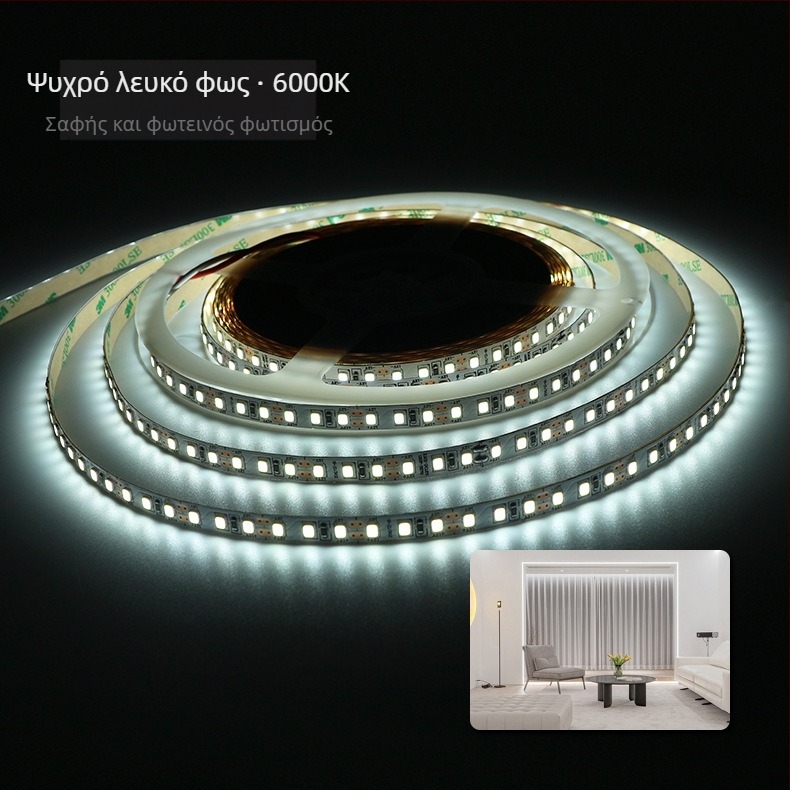 12V LED λωρίδα υψηλής φωτεινότητας, 2835 SMD, εύκαμπτη και κοπτόμενη, 120 LED