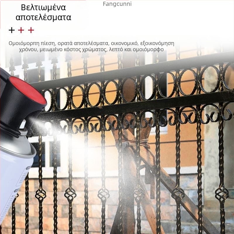 Φορητή συσκευή ψεκασμού βαφής με χειρολαβή, δεξαμενή ψεκασμού και ακροφύσιο — 5 βασικές προδιαγραφές: μέγιστη πίεση, ροή ψεκασμού, βέλτιστη απόσταση ψεκασμού, πλάτος ψεκασμού, συνολικό βάρος