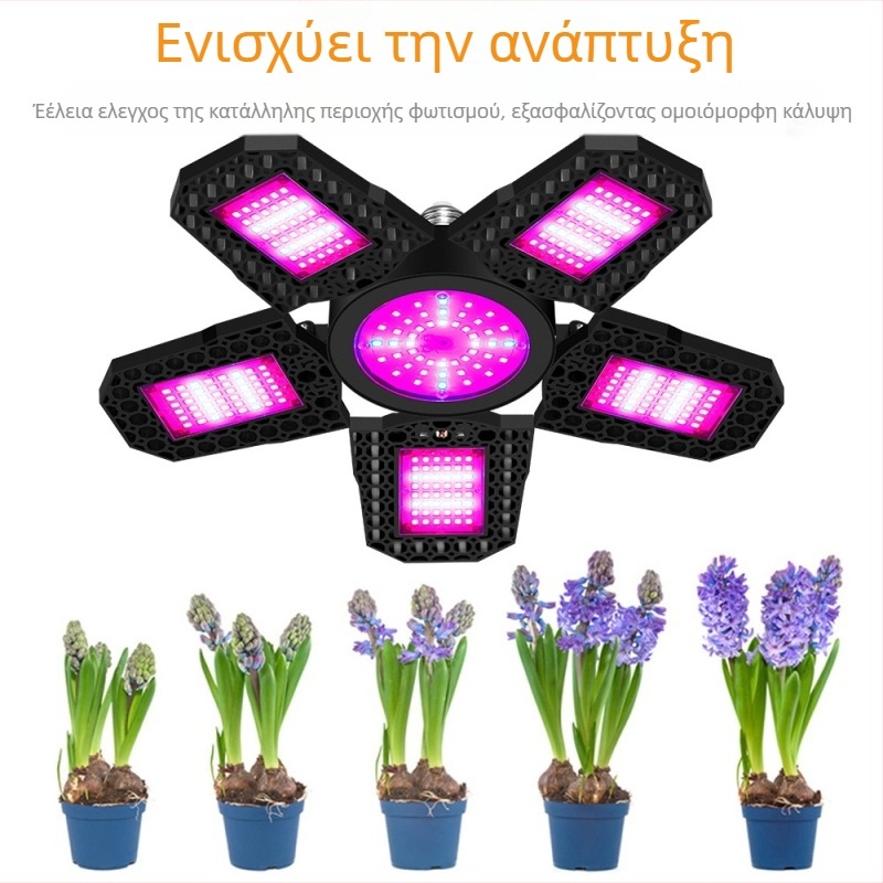 LED φως ανάπτυξης φυτών με φάσμα κόκκινο-μπλε, αναδιπλούμενος σχεδιασμός, 216/252/288 LED, είσοδος AC100-277V, περίβλημα ABS+PC, βάρος 295 g