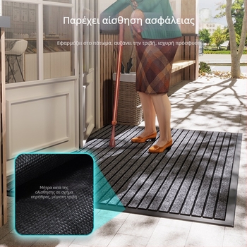 Τετράγωνο χαλάκι εισόδου, αντιολισθητικό για εξωτερική και εσωτερική χρήση, με ρίγες