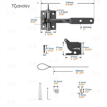 Κλειδαριά φράχτη με σχοινί, τύπος A, μοντέλο Small lock with rope, υλικό: χάλυβας άνθρακα, επίστρωση: πλαστικό ψεκασμό, μάρκα Simpson