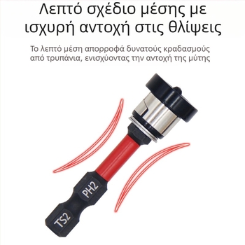 Κεφαλή τοποθέτησης γυψοσανίτας, ρυθμιζόμενη με μαγνητικό δαχτυλίδι, από S2 εργαλειακό χάλυβα, για Philips βίδες σε ξυλουργικές οροφές