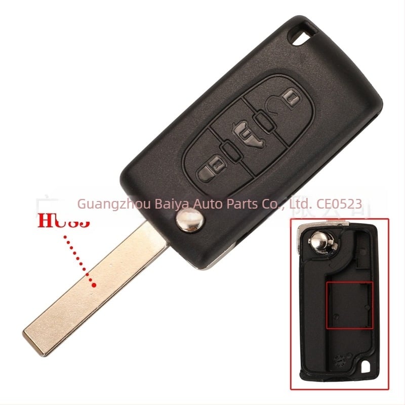 Θήκη κλειδιού αυτοκινήτου με 3 πλήκτρα για Peugeot Citroën Fiat CE0523/CE0536 | Πλαστική θήκη, πλάκα κλειδιού από χαλκό + πλαστικό, βάρος 39,5 g