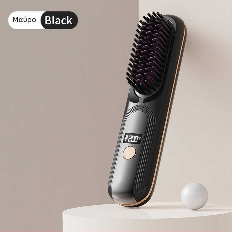 Ασύρματος LCD χτένα ισιώματος μαλλιών, 4 ρυθμίσεις θερμοκρασίας, 35W, 4000mAh, για βρεγμένα και στεγνά μαλλιά