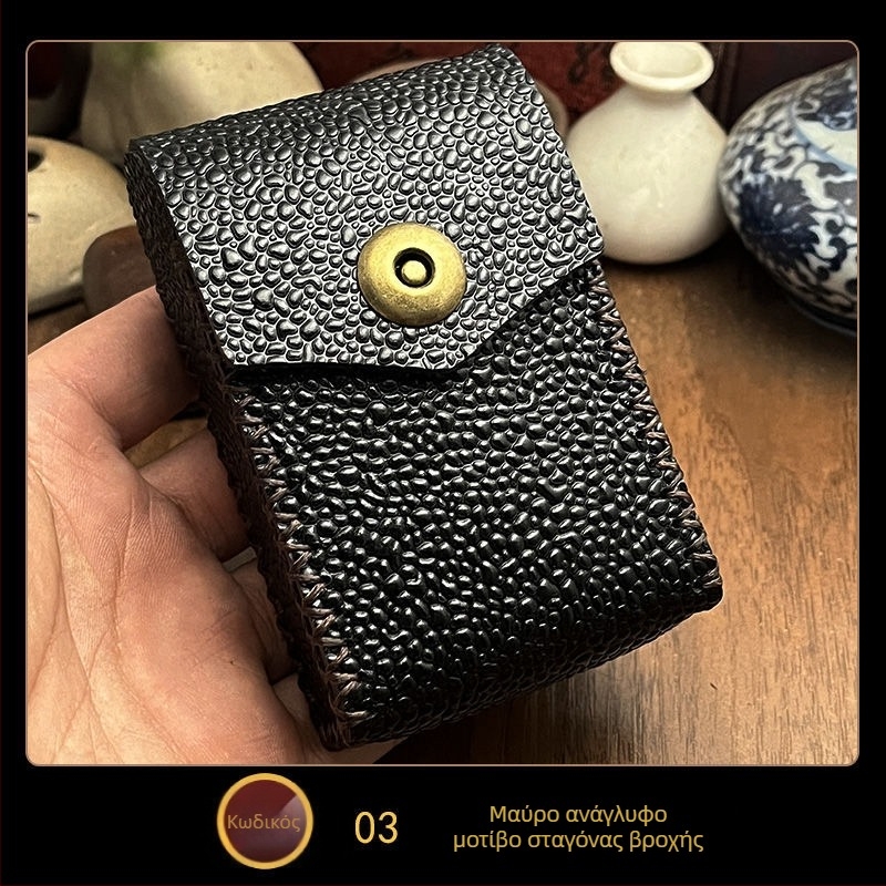 MR.K Κουτί τσιγάρων από δέρμα πρώτης στρώσης – φυτικά κατεργασμένο δέρμα, 20 τσιγάρα, Νέος κινεζικός στυλ, Πολυλειτουργικό με μπρελόκ, Αποθήκευση, Power bank, Φωτισμός