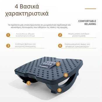 Υπόστρωμα ποδιού για γραφείο, αντιολισθητικό με κυλιόμενο σχεδιασμό, πλαστικό με γέμισμα PP, προσαρμόσιμο, μοντέλο Shake upgraded pedal