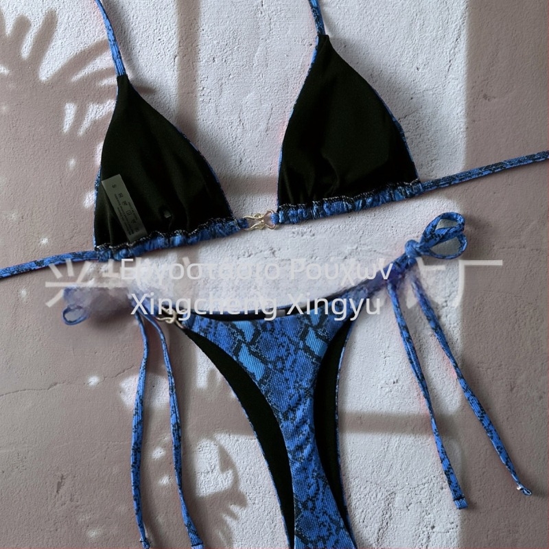Δύο τεμάχια μπικίνι με σχέδιο φιδιού, halterneck, sexy ανοιχτή πλάτη · ύφασμα: 82% πολυεστέρας, 18% ελαστάνη; επένδυση: 18% σπάντεξ