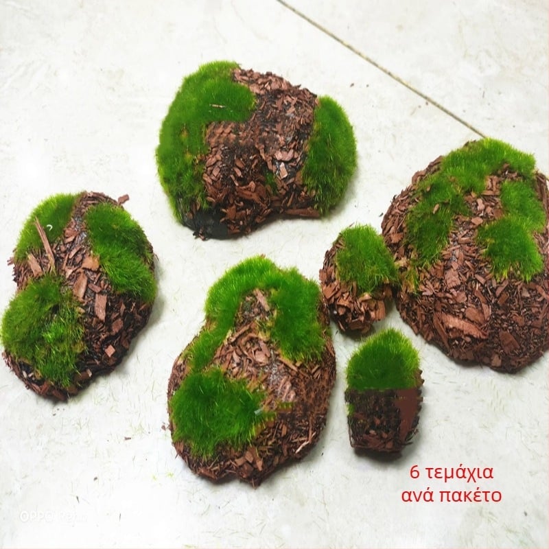 Μπλοκ βρύων σε μορφή λίθων για ανθοστόλισμα — Υλικό: μαλακό PVC, τεχνική φλοκ, ποικιλία: τεχνητοί λίθοι, κατάλληλο για γάμους και οικιακή διακόσμηση