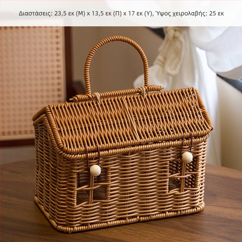 Σετ Δώρου Πρωτοχρονιάς σε Κουτί Ράταν: Μπισκότα, Καρύδια και Κέικ – 20 Κρεμαστά Φούντες, Κουτί Δώρου και Δύο Κορδέλες (Έτος του Φιδιού)