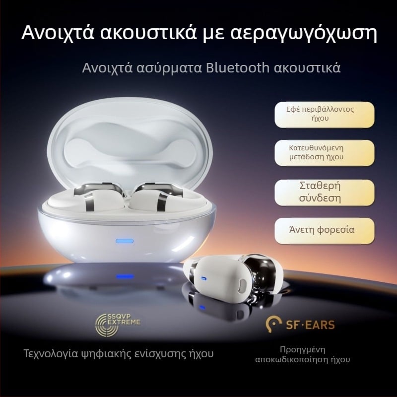 Αθλητικά ακουστικά Bluetooth με αγωγή οστών, κλιπ-τύπου, εμβέλεια 10 μ, Bluetooth 5.4, διάρκεια μπαταρίας 4–8 h