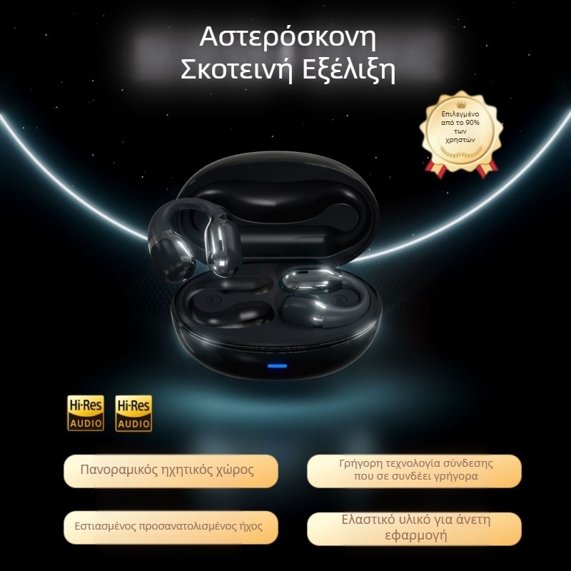 Αθλητικά ακουστικά Bluetooth με αγωγή οστών, κλιπ-τύπου, εμβέλεια 10 μ, Bluetooth 5.4, διάρκεια μπαταρίας 4–8 h