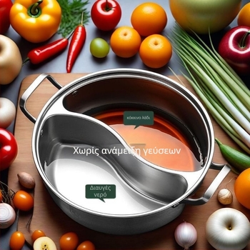 Yuanyang pot για επαγωγική εστία, 304 ανοξείδωτο ατσάλι, πολλαπλών στρώσεων πυθμένα, γυάλινο καπάκι, χωρητικότητα 6,1–10 L