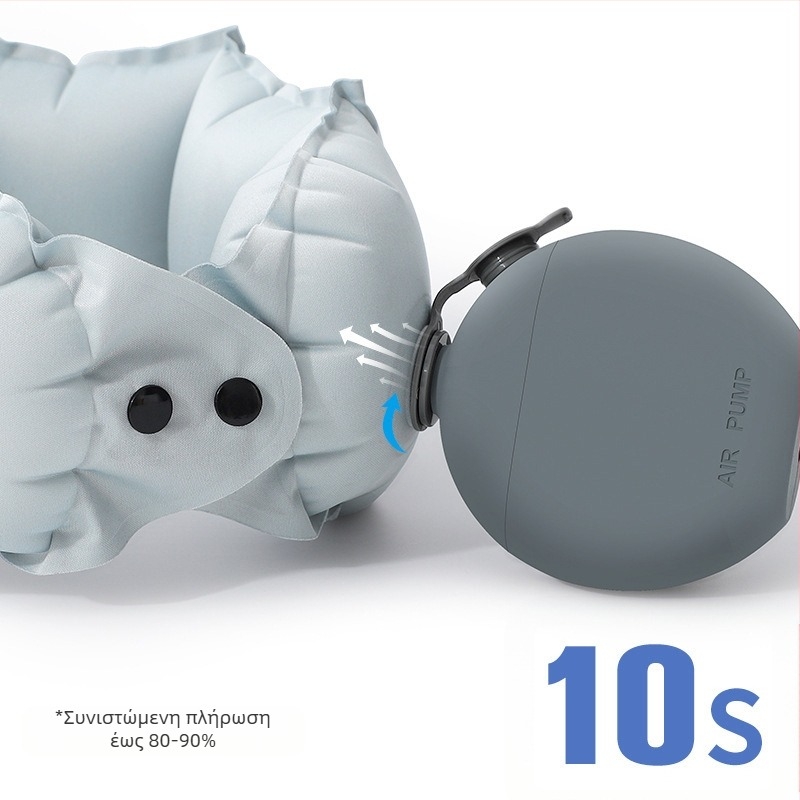 Φουσκωτό μαξιλάρι λαιμού σε σχήμα U με αντλία - Υλικό: Milk Silk - Μοντέλο: μακρύ φουσκωτό μαξιλάρι με αντλία - Στυλ: μοντέρνο και μινιμαλιστικό - Για ενήλικες