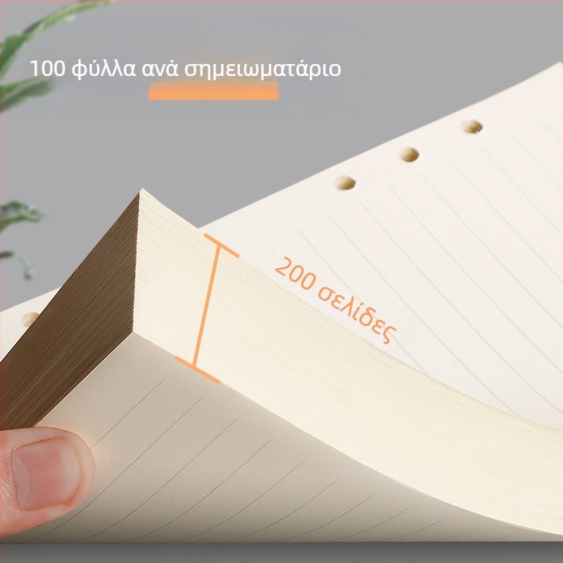 B5 εναλλακτικό πυρήνα για χαλαρά φύλλα με παχυνμένες ευθύγραμμες γραμμές, 100 φύλλα, συμβατό με 6/9 οπές, εσωτερικές σελίδες από Forest χαρτί