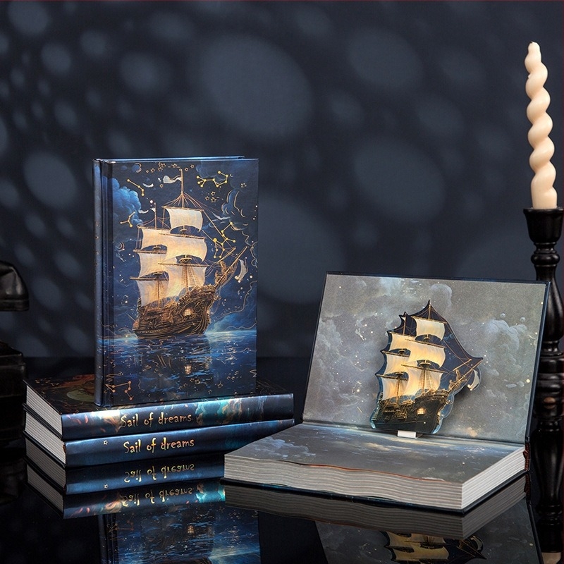 Dream Sail Σκληρόδετο Ημερολόγιο Σημειώσεων με 3D Εικονογράφηση Τίτλου Σελίδας — Dowling Χαρτί, 100 g/m², κλειδωμένο Δέσιμο