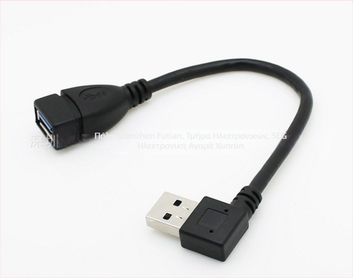 Καλώδιο επέκτασης USB, αρσενικό προς θηλυκό, γωνία 90° αριστερή, USB 3.0, κατασκευή από χαλκό