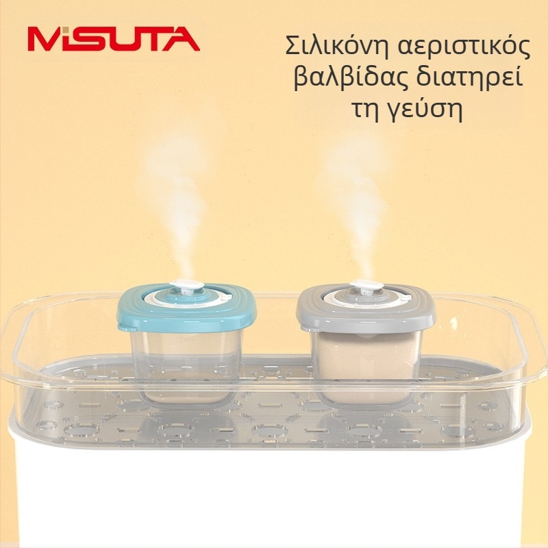 MISUTA Chrono Κουτί για Συμπληρωματική Διατροφή Μωρών – 6 τεμάχια, PP Σετ Πιάτων με Διαμερίσματα, για μωρά άνω των 3 μηνών