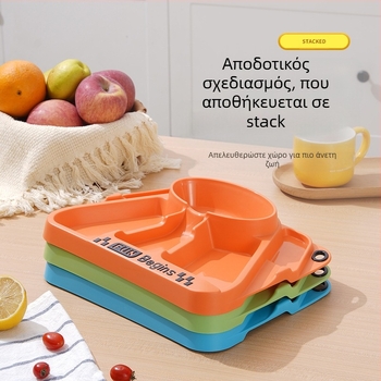 Σετ παιδικής σκεύας φαγητού με διαιρεμένο πιάτο και σχέδιο τρίκυκλου, υλικό PP, από 12 μηνών