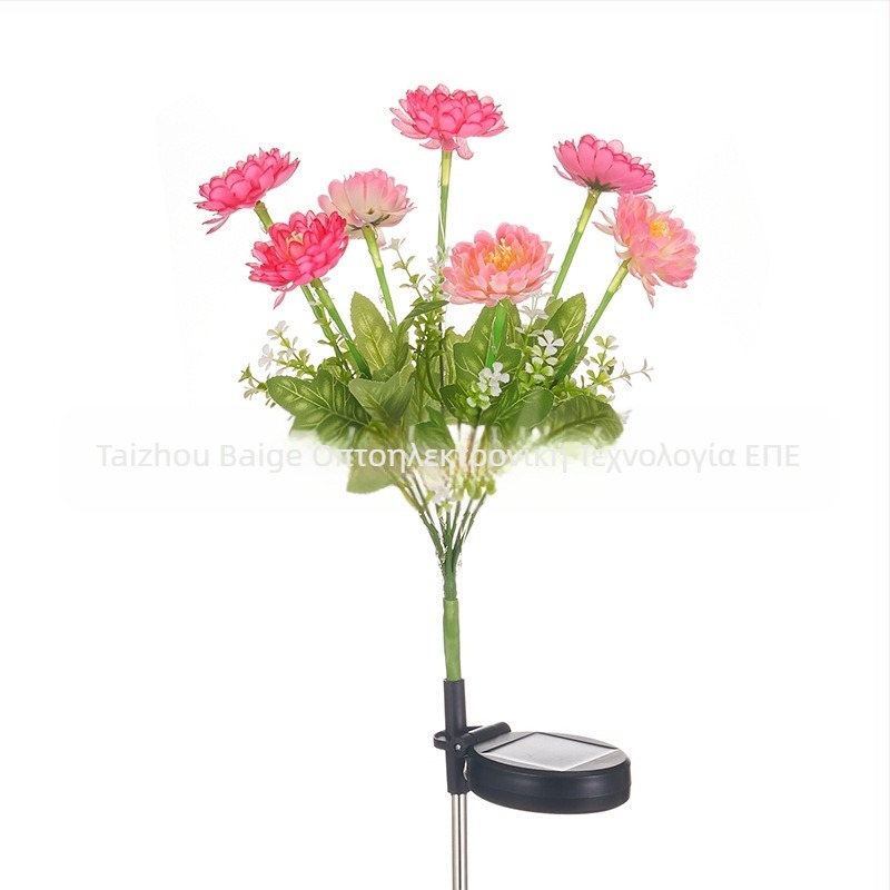 Λάμπα λουλουδιού snow lotus με 7 κεφάλια, εξωτερική διακοσμητική λάμπα κήπου με ηλιακή τροφοδοσία, IP65, 6–12 ώρες λειτουργίας, 0.3W, 1.2V, ζεστό φως, μηχανικός διακόπτης