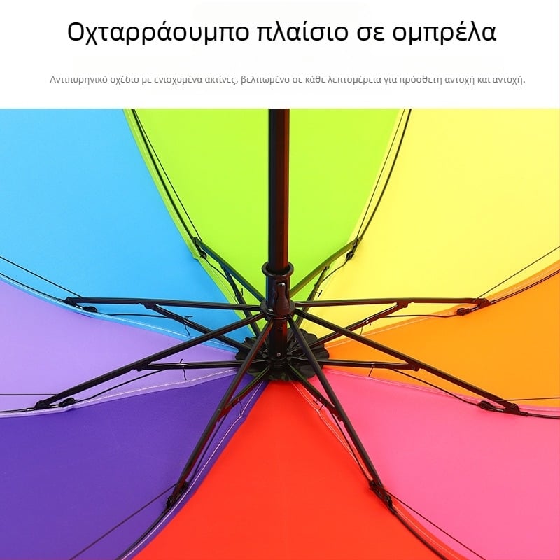 Ομπρέλα για ενήλικες, χειροκίνητη, τρίπλευρη διάταξη — 8 ράβδοι, σκελετός από σίδηρο, λαβή από πλαστικό, ύφασμα 190T, δυνατότητα εκτύπωσης λογοτύπου