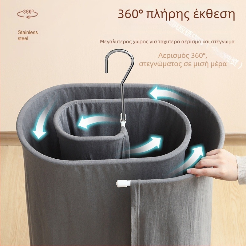 Κρεμάστρα για στέγνωμα ρούχων, στρογγυλό σχήμα με κλιπ, σιδερένια κατασκευή