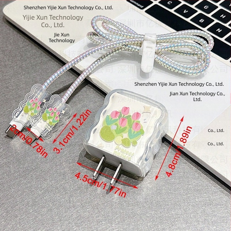 Yijiexun Προστατευτικό κάλυμμα φορτιστή Apple 20W με κλιπ καλωδίου δεδομένων και προστασία από θραύση