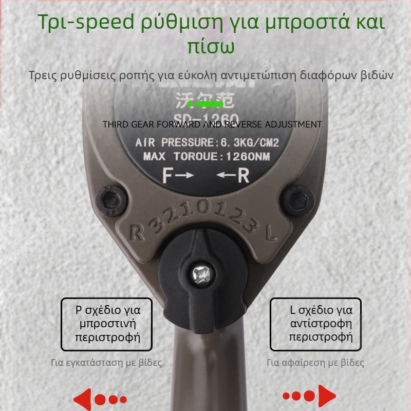 Επαγγελματικού επιπέδου πνευματικό κλειδί με σετ υποδοχέων 1/2 ιντσών, υψηλή ροπή