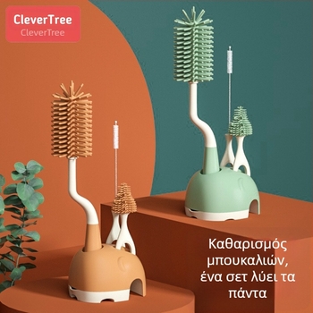 360° περιστρεφόμενη σιλικόνη βούρτσα για μπουκαλάκι με βάση – εργαλείο καθαρισμού για θηλή и καλαμάκι