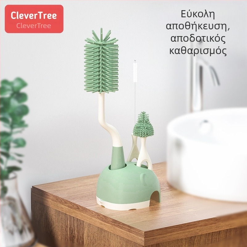 360° περιστρεφόμενη σιλικόνη βούρτσα για μπουκαλάκι με βάση – εργαλείο καθαρισμού για θηλή и καλαμάκι