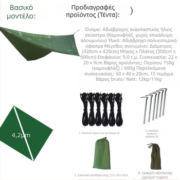 Κατασκηνωτικό χαλάκι από πολυεστέρα – ασημένια επίστρωση, αδιάβροχο με δείκτη 1500+, ελαφρύ, βάρος 300–850 g