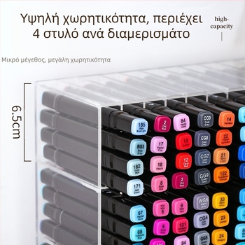 Βάση αποθήκευσης μαρκαδόρων για γραφείο, διαφανής, με μεγάλη χωρητικότητα και πολλαπλά διαμερίσματα