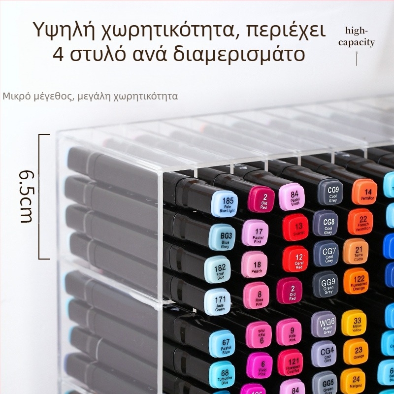 Βάση αποθήκευσης μαρκαδόρων για γραφείο, διαφανής, με μεγάλη χωρητικότητα και πολλαπλά διαμερίσματα