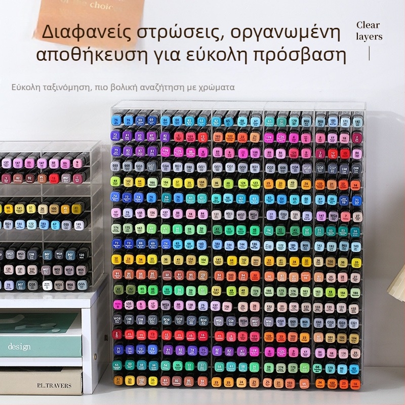 Βάση αποθήκευσης μαρκαδόρων για γραφείο, διαφανής, με μεγάλη χωρητικότητα και πολλαπλά διαμερίσματα