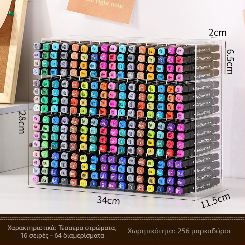 Βάση αποθήκευσης μαρκαδόρων για γραφείο, διαφανής, με μεγάλη χωρητικότητα και πολλαπλά διαμερίσματα