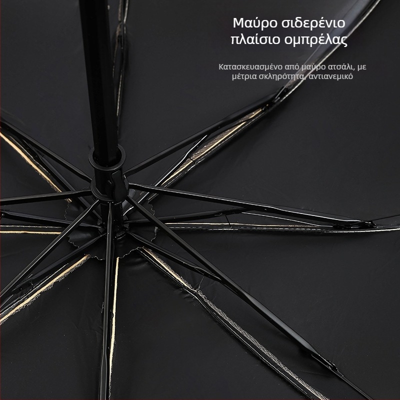 Γυναικεία ομπρέλα για ήλιο και βροχή με δαντελένιο κέντημα и βινυλική επικάλυψη, UPF>50, 8 ραβδών σκελετού, ύφασμα 190T, χειροκίνητο κλείσιμο