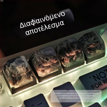 Keycap από ρητίνη για μηχανικό πληκτρολόγιο, με σχέδιο σε στυλ μελανιού: Μεγάλο Τείχος, βουνά και κοιλάδα