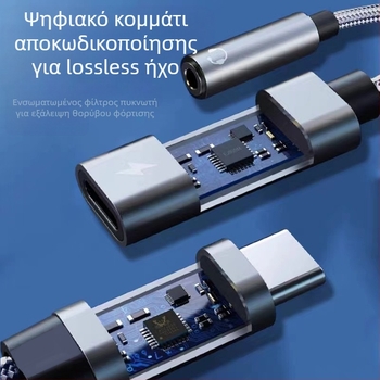 One Three Nine Μοντέλο 003: Αντάπτορας ήχου Type-C σε Type-C 3.5 mm 2-σε-1 για ακουστικά και αυτοκίνητο, PD φόρτιση, συμβατό με Huawei και Xiaomi