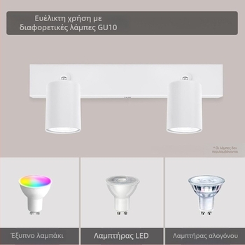 LED οροφής φωτιστικό σε στυλ Νορδικού, διπλό κεφάλι, επιφανειακά εγκατεστημένο, 220V, κάλυψη 5–10 τ.μ.