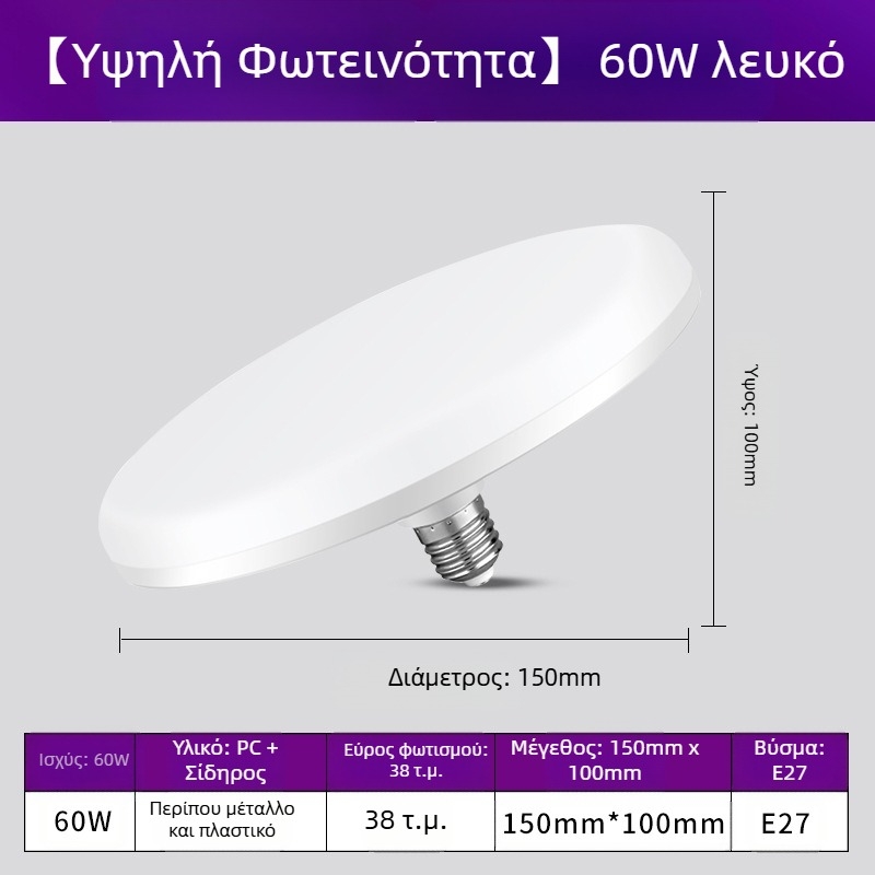 Λάμπα LED με βάση E27, 1100 lm, δέσμη 180°, 220V, ζωή 10000 h