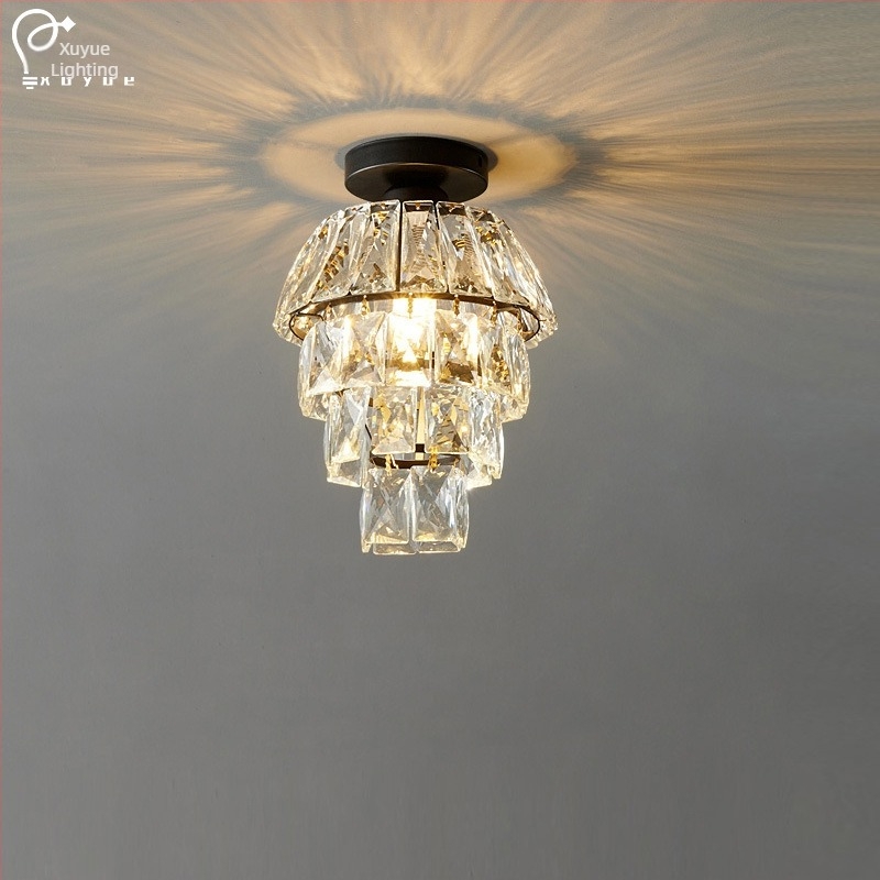 Κρυστάλλινο φωτιστικό οροφής - ευρωπαϊκού στυλ, LED, μεταλλικό σώμα, κρυστάλλινο σκιάδιο, 220V, εμβαδόν 3-5㎡