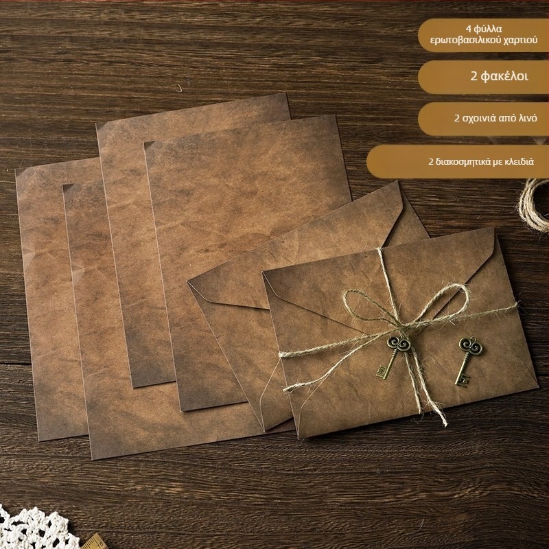 MOYL Kraft Paper Σετ επιστολών με φακέλους – χειρόγραφα ερωτικά γράμματα, γράμματα εξομολόγησης, ρομαντικό κρεμαστό με σπάγγο κάνναβης