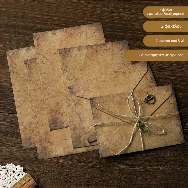MOYL Kraft Paper Σετ επιστολών με φακέλους – χειρόγραφα ερωτικά γράμματα, γράμματα εξομολόγησης, ρομαντικό κρεμαστό με σπάγγο κάνναβης