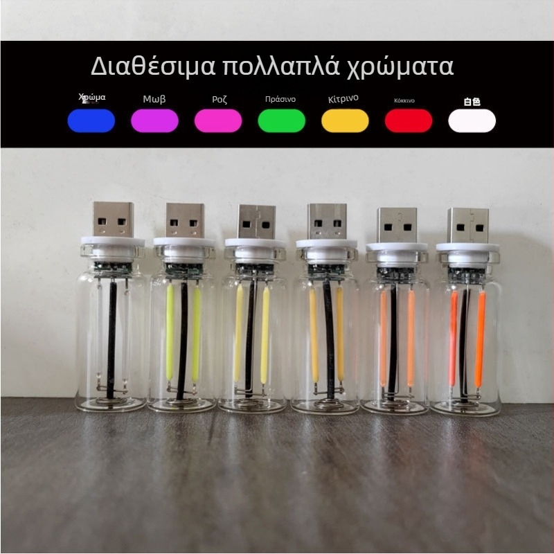 USB Νυχτερινό Φως με Αισθητήρα Αφής – Γυάλινο Φως Διακόσμησης για Κομοδίνο και Αυτοκίνητο, Μοντέλο 352, Ισχύς 5, Τάση 5