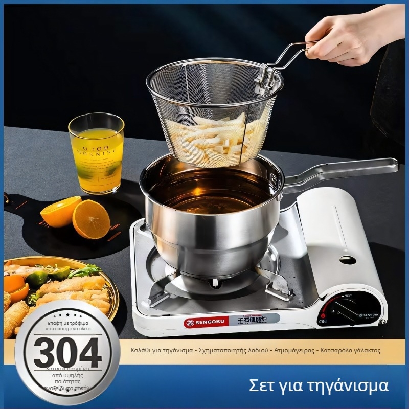 Πολυλειτουργική κατσαρόλα από ανοξείδωτο χάλυβα 304, διπλό πάτο, μεταλλικό καπάκι, κατάλληλη για όλες τις εστίες