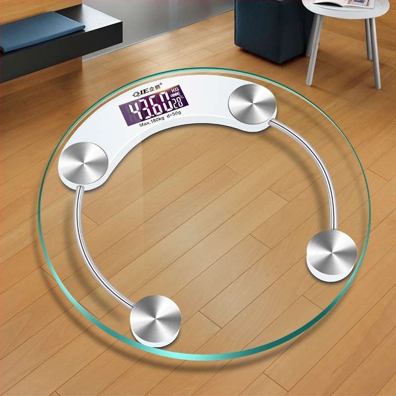 Κυκλική οικιακή έξυπνη ηλεκτρονική ζυγαριά υγείας, πάνελ από κρύσταλλο ασφαλείας, μπαταρία, μοντέλο 2003A-28, BORO/Baolan