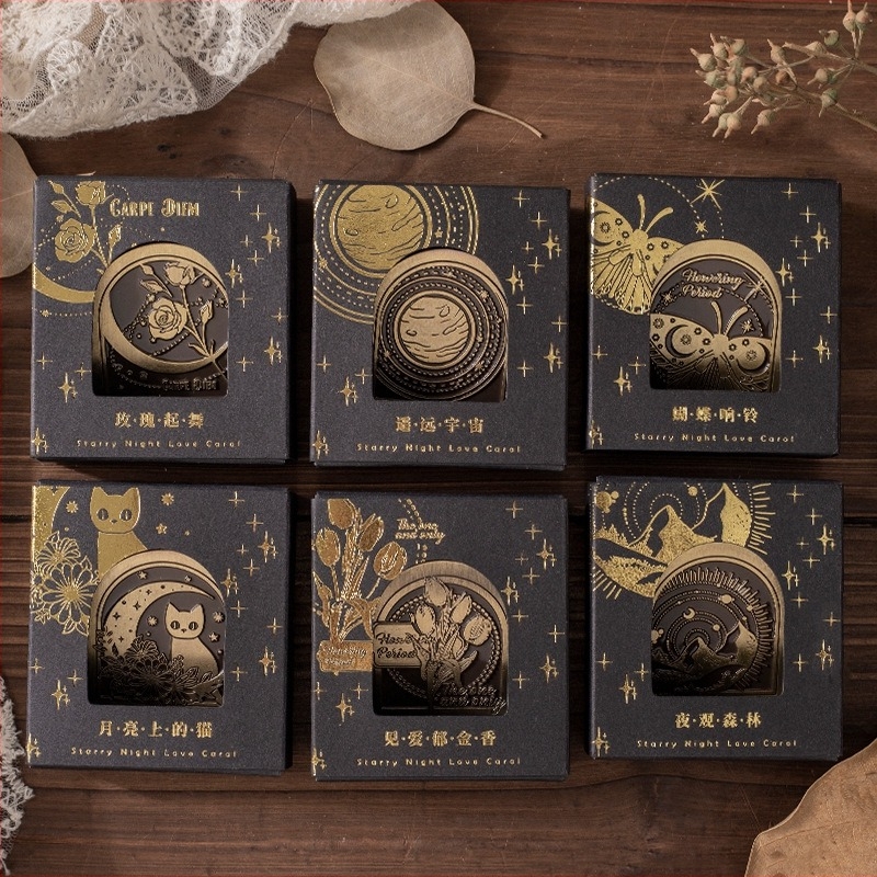 Mo Mo μεταλλικά κλιπ για planners — σειρά Starry Night Love Song, 6 σχέδια