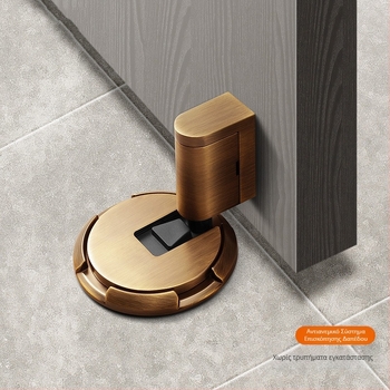 Αποσβεστήρας πόρτας με πρόσφυση στο δάπεδο, αυτόματο κλείσιμο/ασφάλιση, μοντέλο 87006, κράμα ψευδάργύρου, ηλεκτροπλατιωμένο φινίρισμα, εγκατάσταση σε δάπεδο, χειροκίνητος έλεγχος