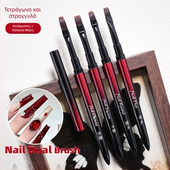 Σετ εργαλείων νυχιών για εφαρμογή gel με κεφαλές βούρτσας επίπεδη, κυκλική, τετράγωνη και οβάλ; 4 τεμάχια με μακριά μεταλλικά κοντάρια; φωτοθεραπευτική πένα