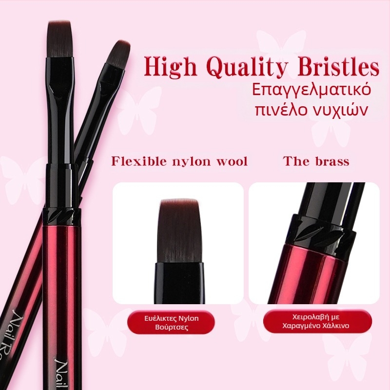 Σετ εργαλείων νυχιών για εφαρμογή gel με κεφαλές βούρτσας επίπεδη, κυκλική, τετράγωνη και οβάλ; 4 τεμάχια με μακριά μεταλλικά κοντάρια; φωτοθεραπευτική πένα